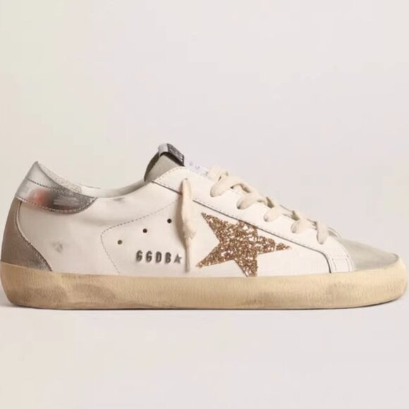 Golden Goose White Sneakers with Gold Star and Silver Accents - Picture 1 of 6